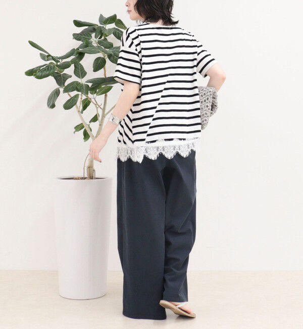 fredy emue「ボーダーアシメツイストプルオーバーTシャツ」|Tシャツ・カットソー|