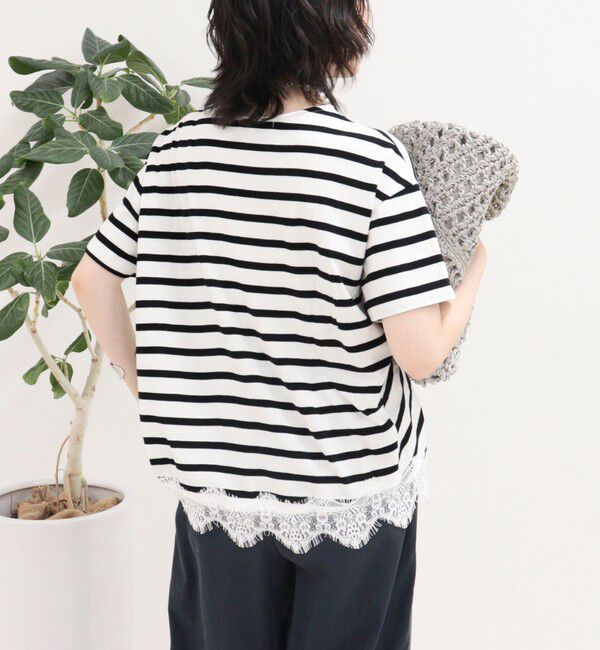 fredy emue「ボーダーアシメツイストプルオーバーTシャツ」|Tシャツ・カットソー|