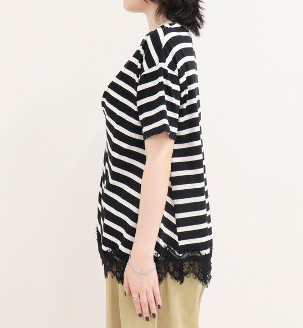 fredy emue「ボーダーアシメツイストプルオーバーTシャツ」|Tシャツ・カットソー|