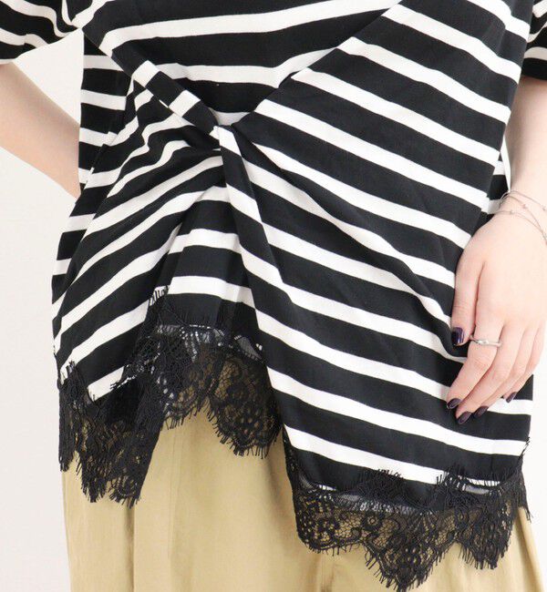 fredy emue「ボーダーアシメツイストプルオーバーTシャツ」|Tシャツ・カットソー|