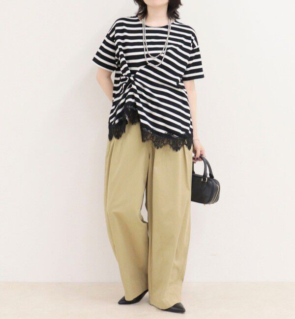 fredy emue「ボーダーアシメツイストプルオーバーTシャツ」|Tシャツ・カットソー|