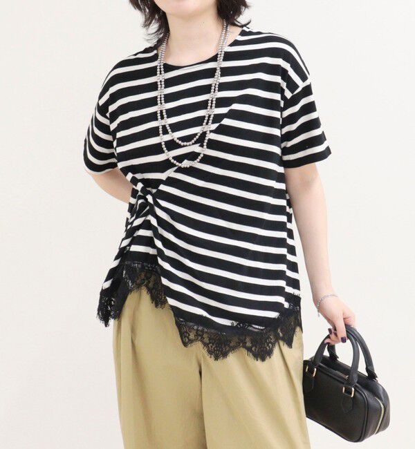 fredy emue「ボーダーアシメツイストプルオーバーTシャツ」|Tシャツ・カットソー|