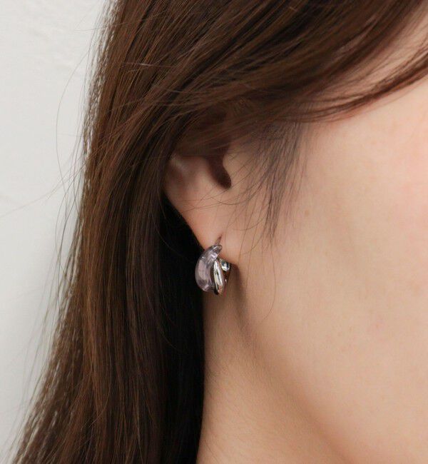 fredy emue「クリアカラーワンタッチリングピアス」|ピアス|グレー