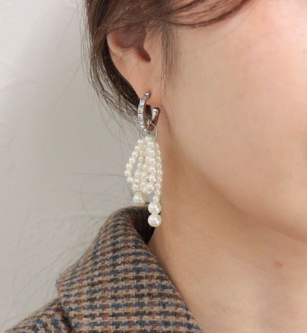 fredy emue「パールリボンビジューフープピアス」|ピアス|