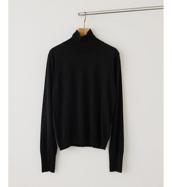 ROPE「【J'aDoRe・一部店舗限定サイズ】メリノウール袖パールハイネックニット/アンサンブル対応・イージーケア」|ニット・セーター|ブラック(01)