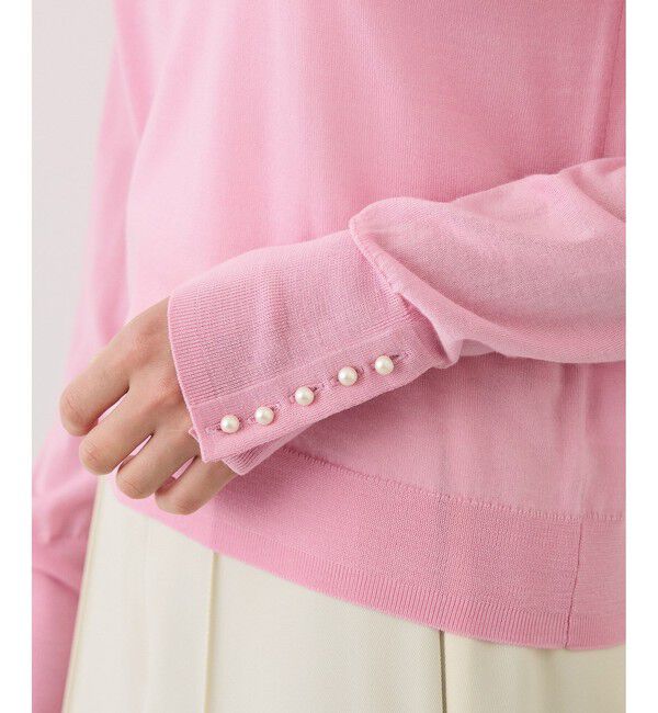 ROPE「【J'aDoRe・一部店舗限定サイズ】メリノウール袖パールハイネックニット/アンサンブル対応・イージーケア」|ニット・セーター|