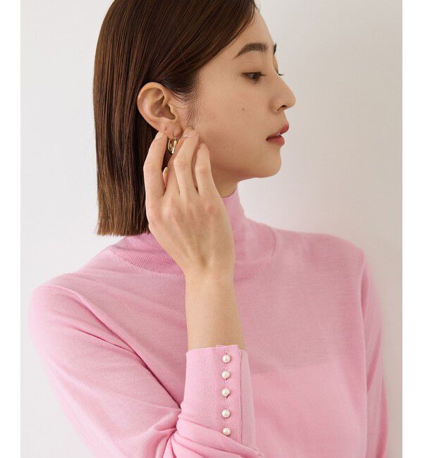 ROPE「【J'aDoRe・一部店舗限定サイズ】メリノウール袖パールハイネックニット/アンサンブル対応・イージーケア」|ニット・セーター|