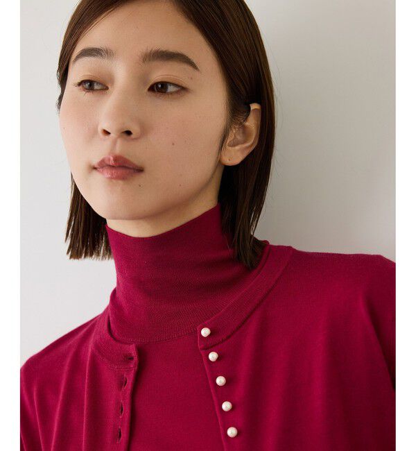ROPE「【J'aDoRe・一部店舗限定サイズ】メリノウール袖パールハイネックニット/アンサンブル対応・イージーケア」|ニット・セーター|