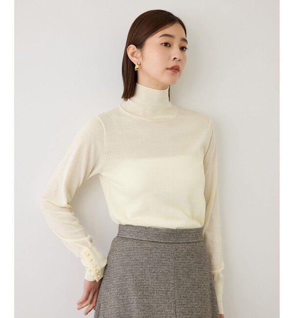 ROPE「【J'aDoRe・一部店舗限定サイズ】メリノウール袖パールハイネックニット/アンサンブル対応・イージーケア」|ニット・セーター|