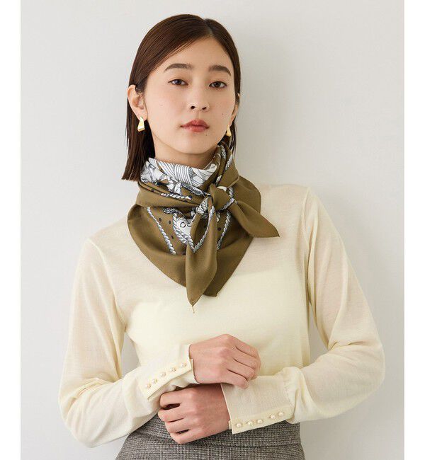 ROPE「【J'aDoRe・一部店舗限定サイズ】メリノウール袖パールハイネックニット/アンサンブル対応・イージーケア」|ニット・セーター|オフホワイト(15)