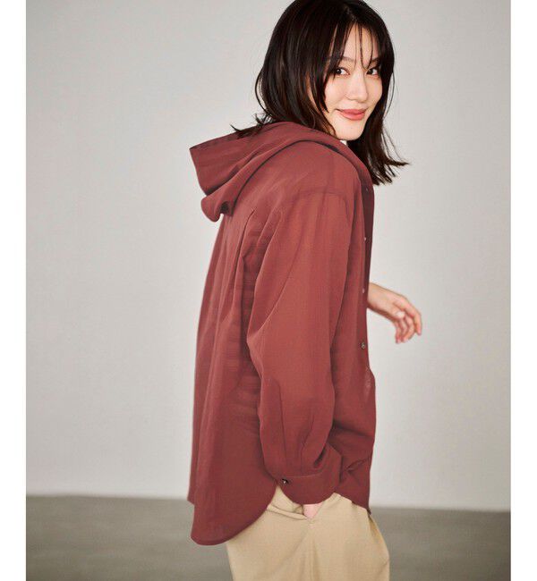 Rope&rsquo;Picnic「お着軽シャツシリーズ 無地・ストライプ フード付きシアーシャツ」|シャツ・ブラウス|