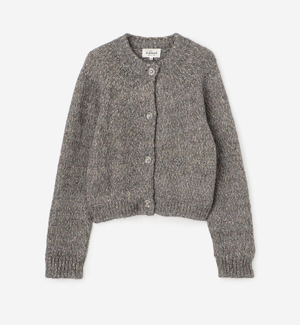 LE GLAZIK「LE GLAZIK | ミックスヤーン クルーネックカーディガン WOMEN」|ニット・セーター|GREY系1