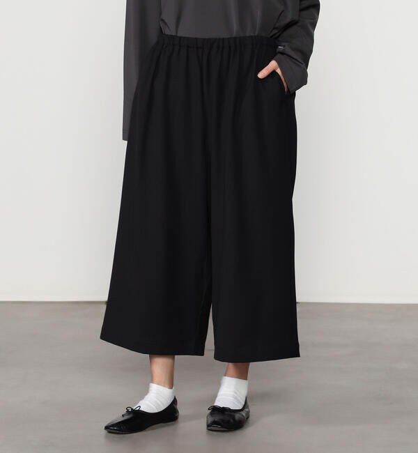  「mizuiro ind | ワイド ハーフパンツ WOMEN」|チノ|BLACK