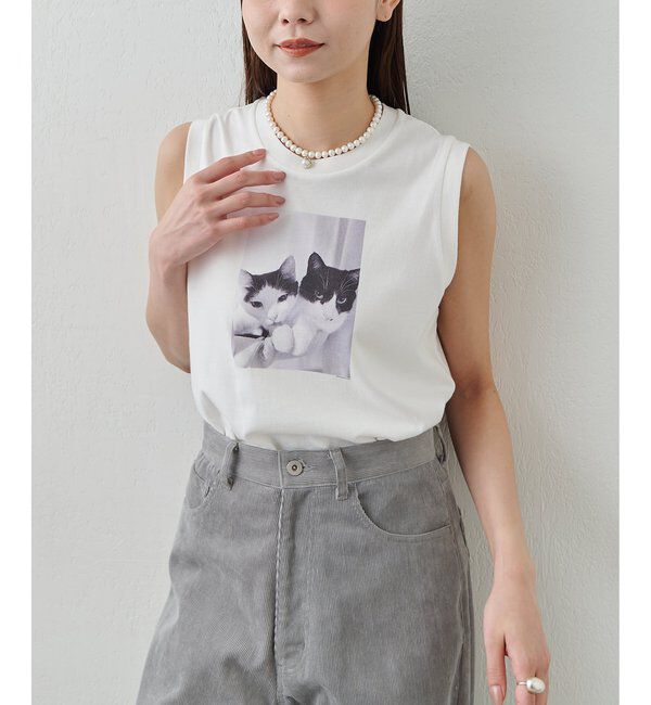 Drawing Numbers「【Drawing Numbers】キャットノースリーブTシャツ」|Tシャツ・カットソー|
