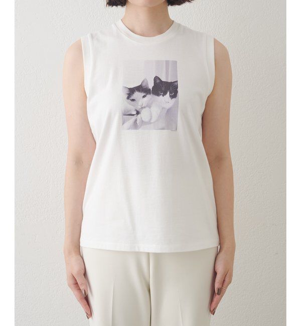 Drawing Numbers「【Drawing Numbers】キャットノースリーブTシャツ」|Tシャツ・カットソー|
