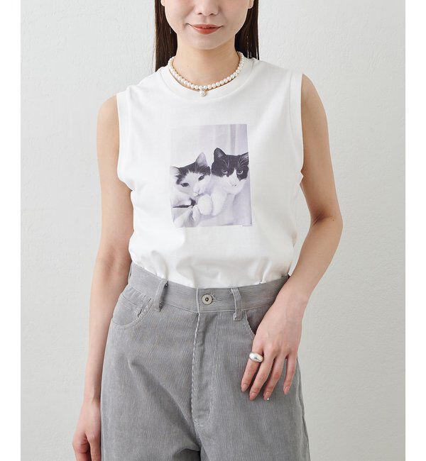 Drawing Numbers「【Drawing Numbers】キャットノースリーブTシャツ」|Tシャツ・カットソー|