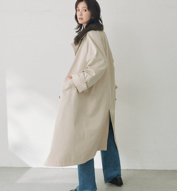  「【A・MONN】ファー付きオープンカラーコート」|その他|