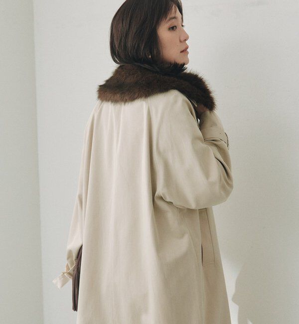  「【A・MONN】ファー付きオープンカラーコート」|その他|