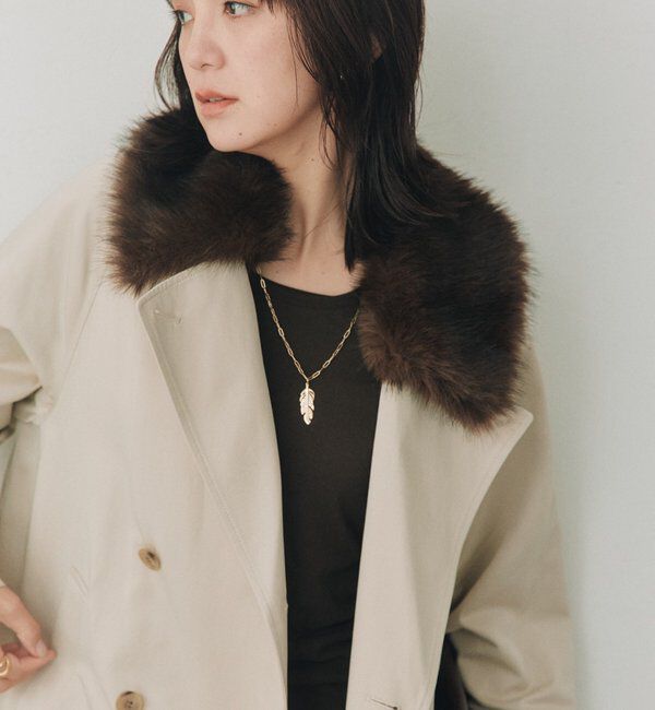  「【A・MONN】ファー付きオープンカラーコート」|その他|