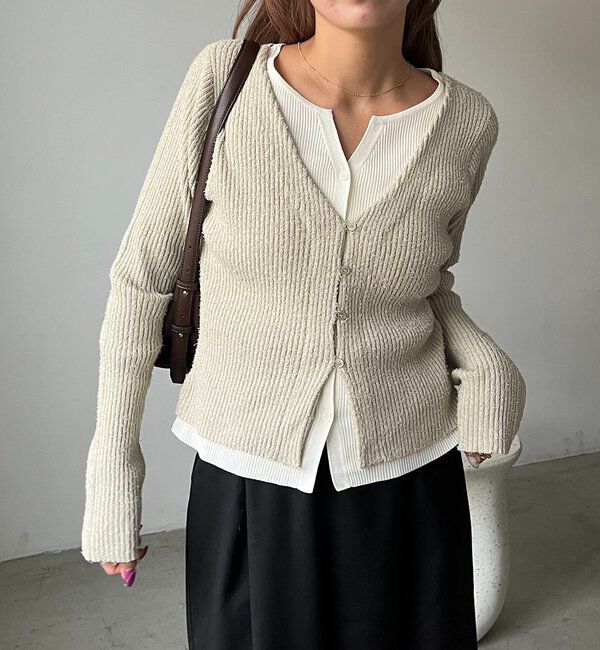  「キーネックレイヤードカーディガン」|カーディガン|