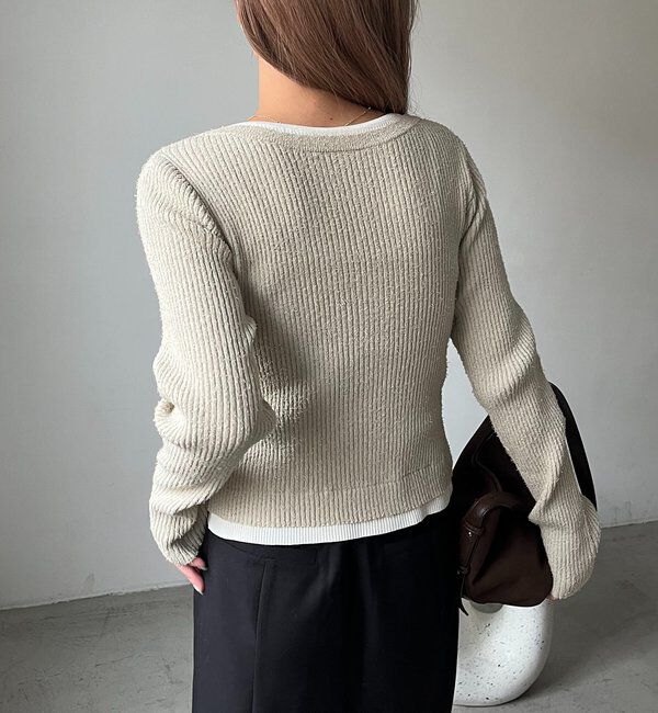 「キーネックレイヤードカーディガン」|カーディガン|