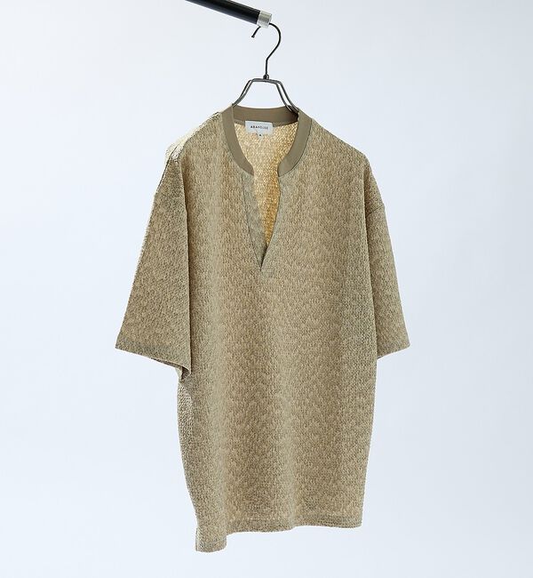 ABAHOUSE「CREPE JERSEY ヘンリーネック スキッパーTシャツ」|Tシャツ・カットソー|