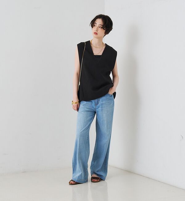 Rouge vif「【セットアップ対応】麻調ダブルクロスベスト/ジレ」|ベスト・ジレ|
