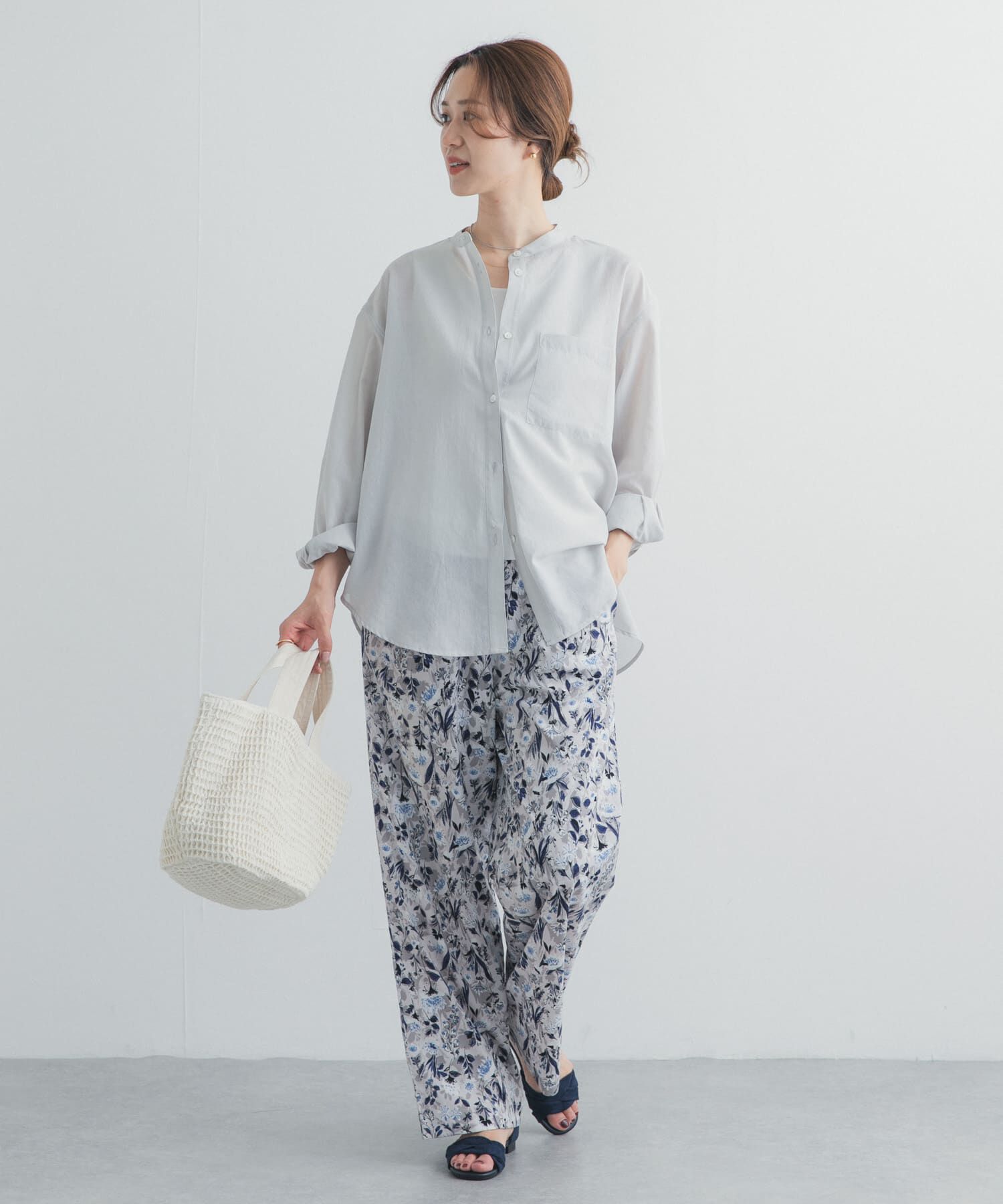 URBAN RESEARCH DOORS「『UR TECH』バンドカラーシャツ」|シャツ・ブラウス|