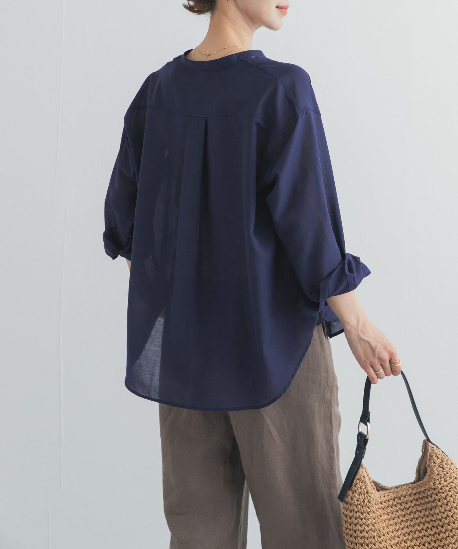 URBAN RESEARCH DOORS「『UR TECH』バンドカラーシャツ」|シャツ・ブラウス|