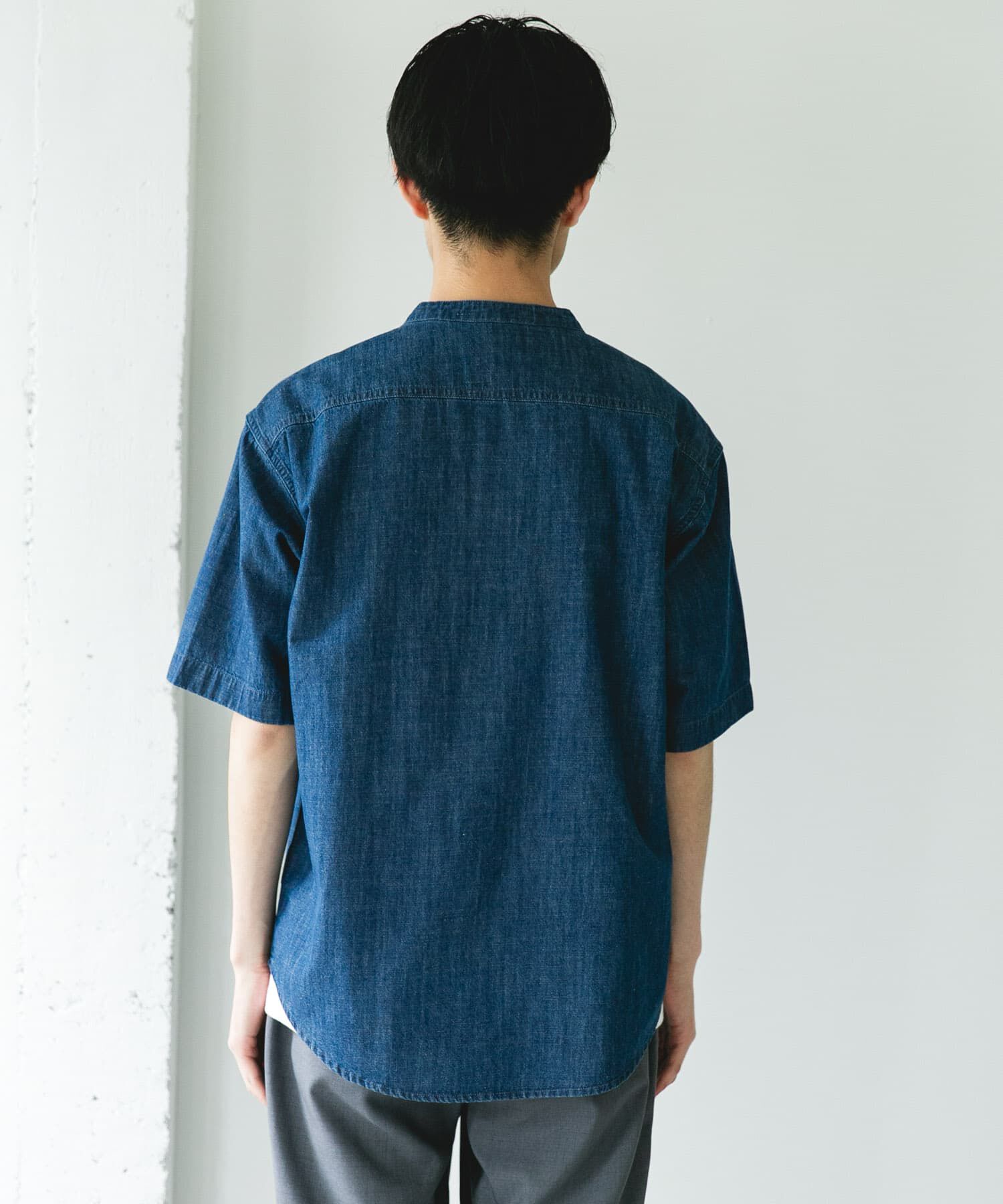 URBAN RESEARCH DOORS「リネンブレンド デニムバンドショートスリーブシャツ」|シャツ・ブラウス|