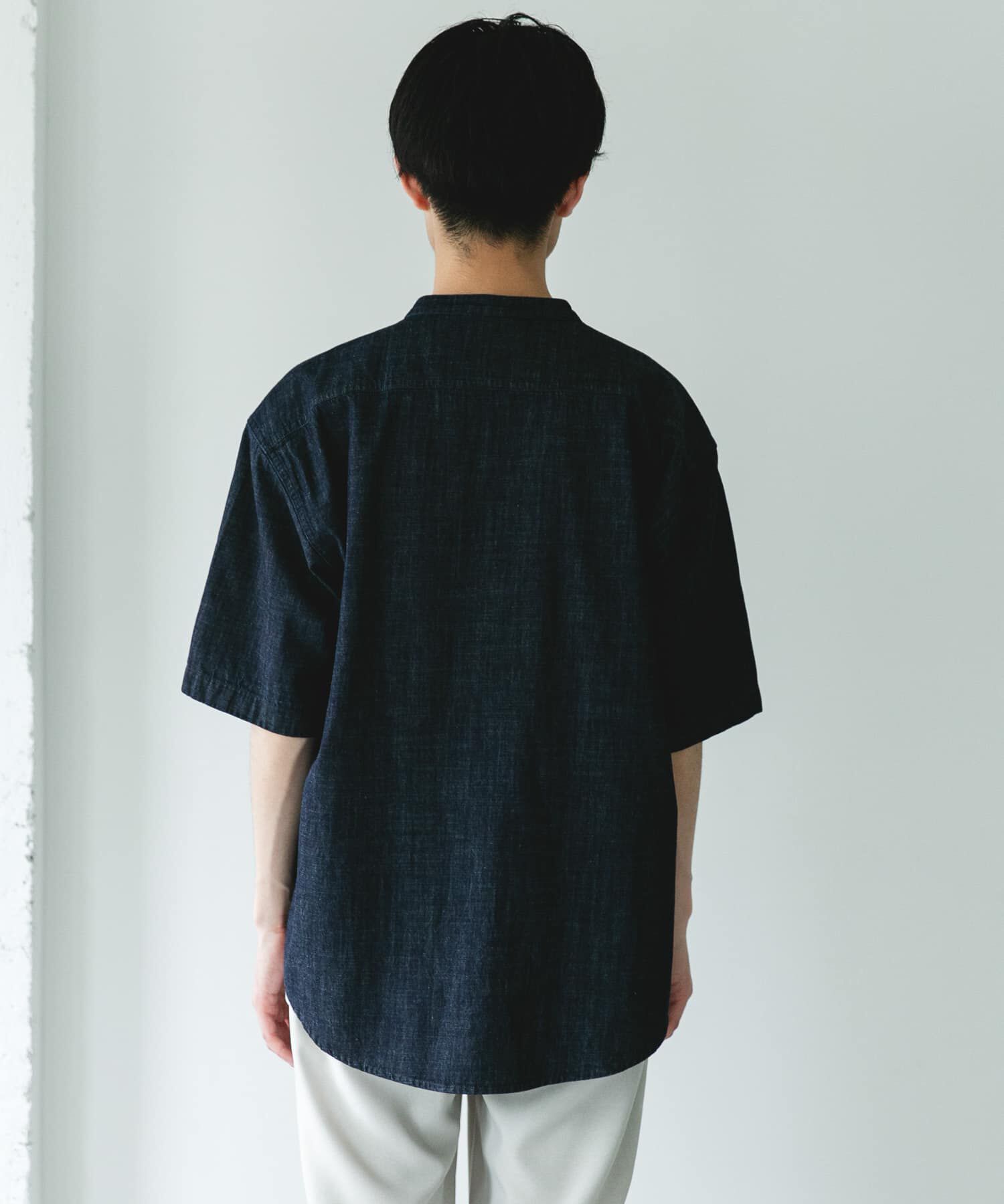URBAN RESEARCH DOORS「リネンブレンド デニムバンドショートスリーブシャツ」|シャツ・ブラウス|