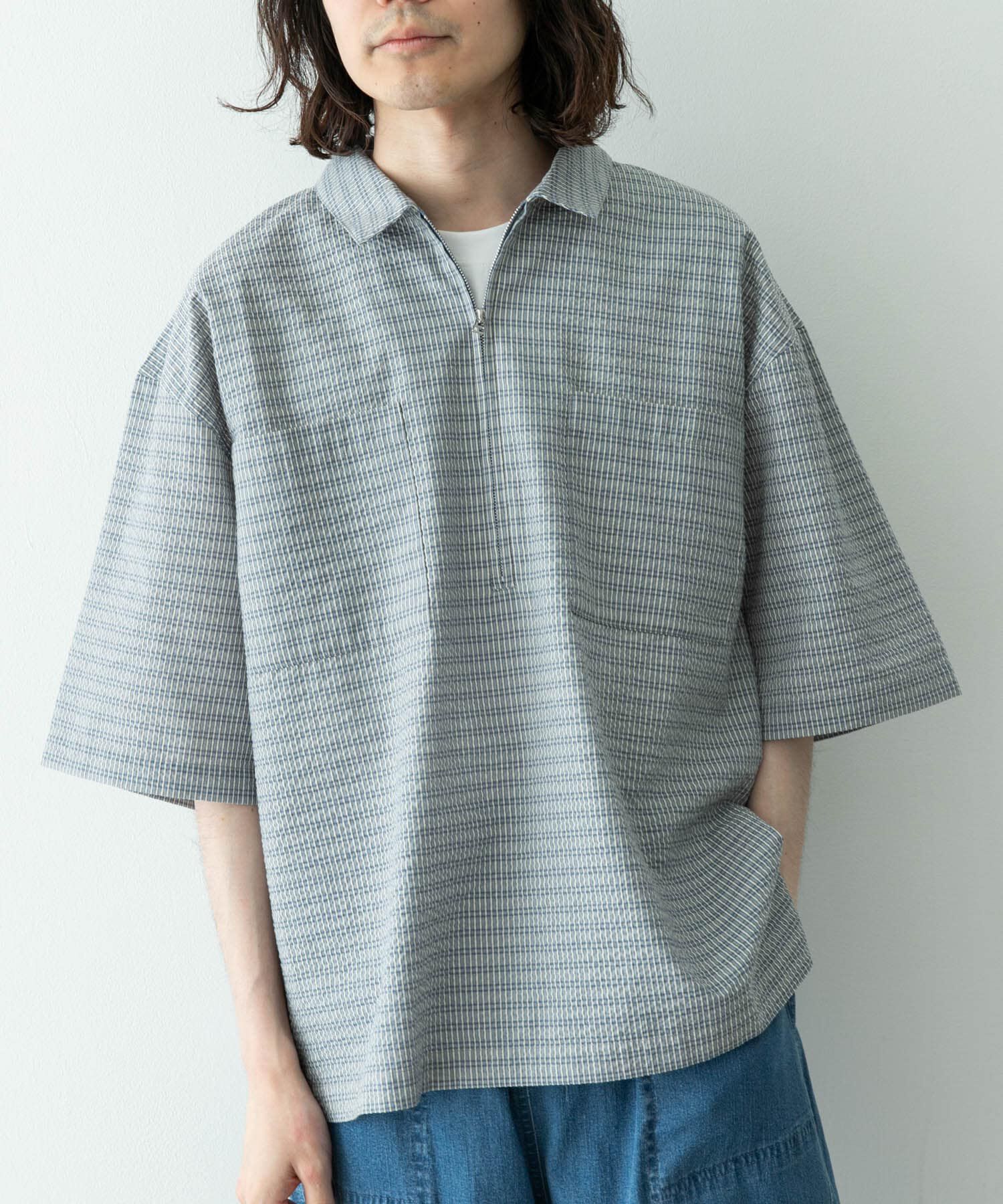 Sonny Label 「シアサッカーハーフジッププルオーバー」|シャツ・ブラウス|