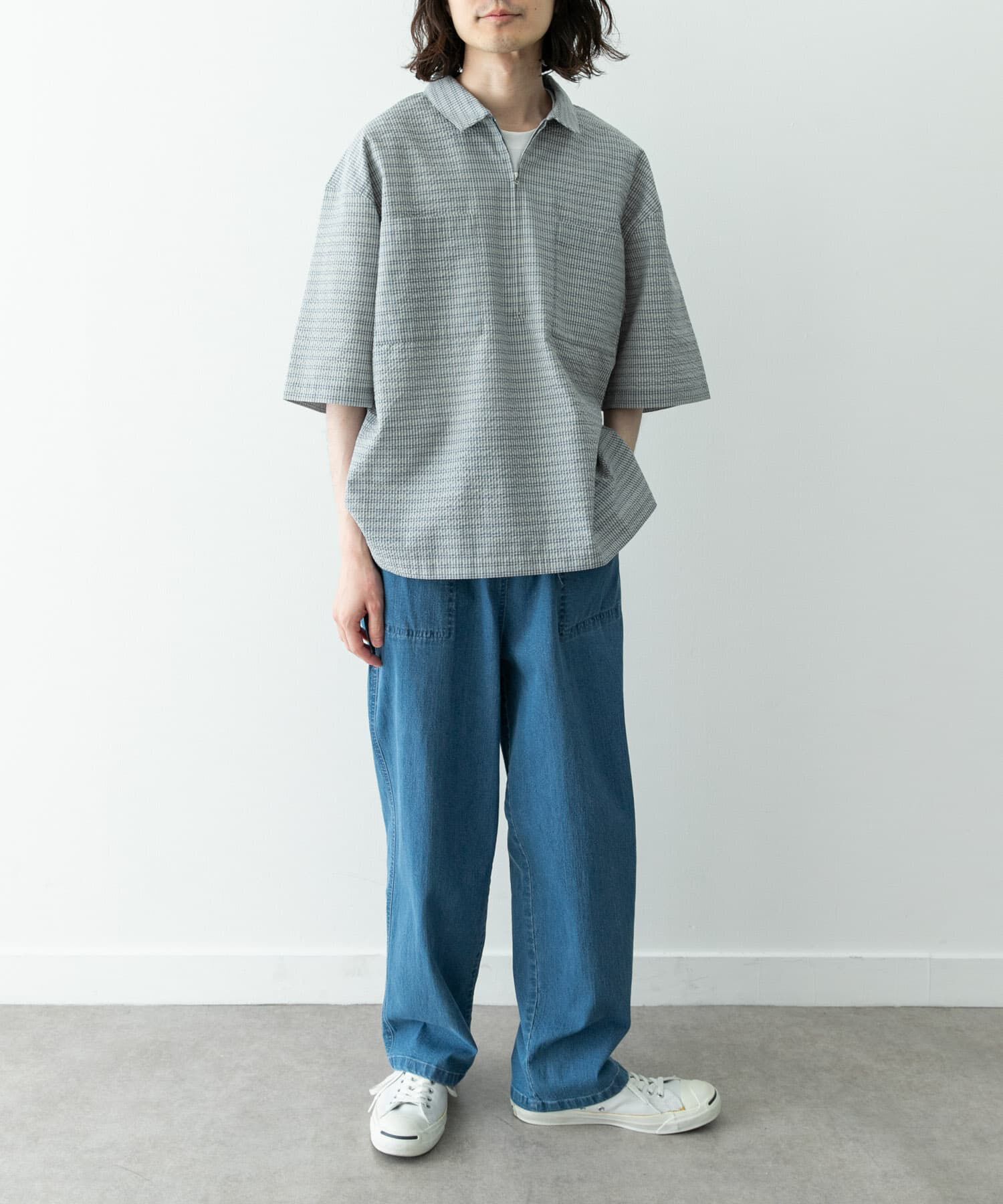 Sonny Label 「シアサッカーハーフジッププルオーバー」|シャツ・ブラウス|