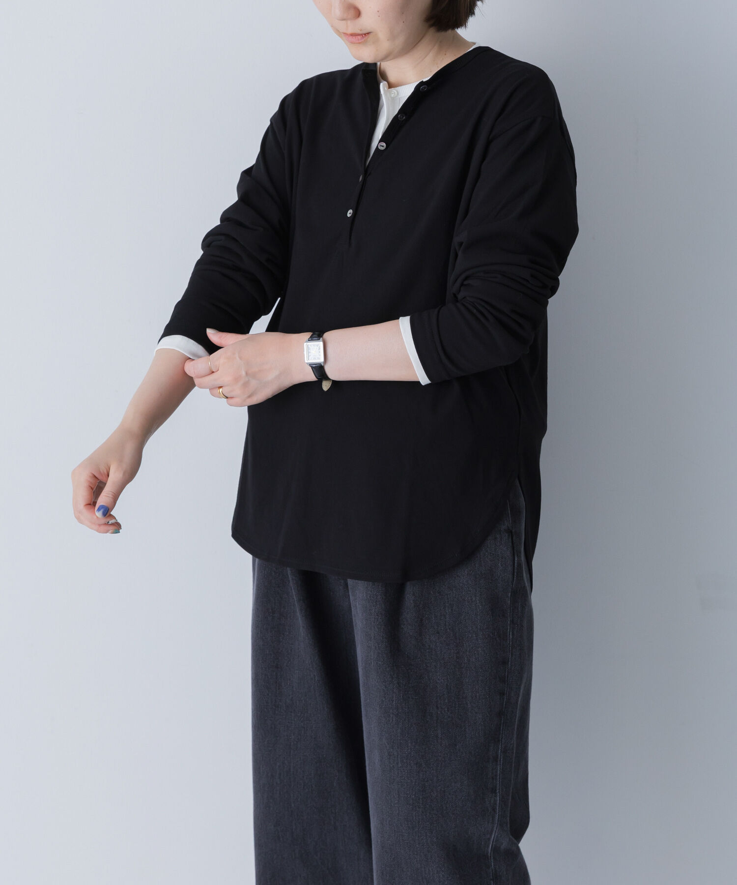 かぐれ「ヘンリーネックコットンカットソー」|Tシャツ・カットソー|