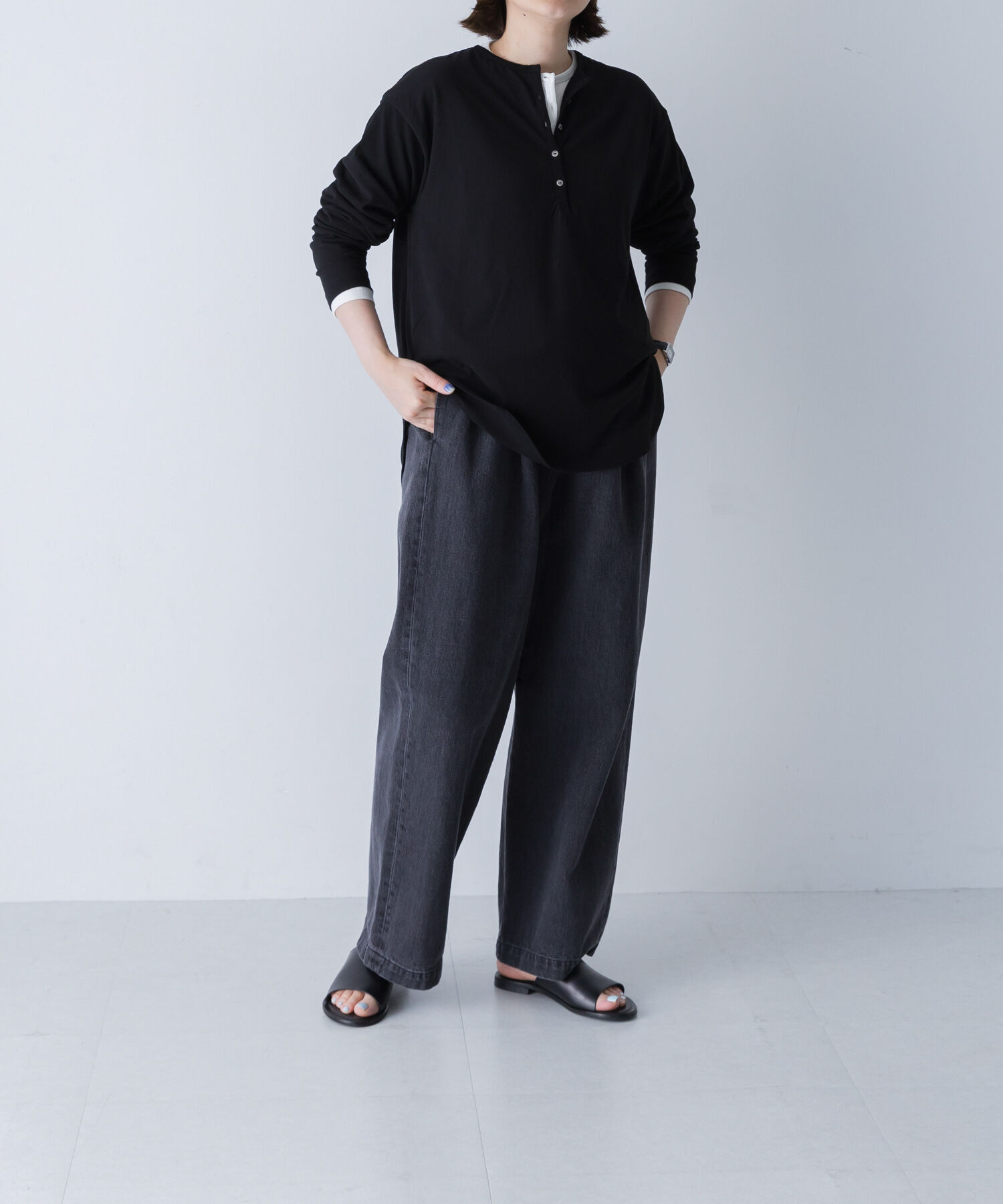 かぐれ「ヘンリーネックコットンカットソー」|Tシャツ・カットソー|