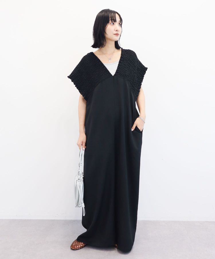 Green Parks「シャーリングサロペット」|オールインワン|Black