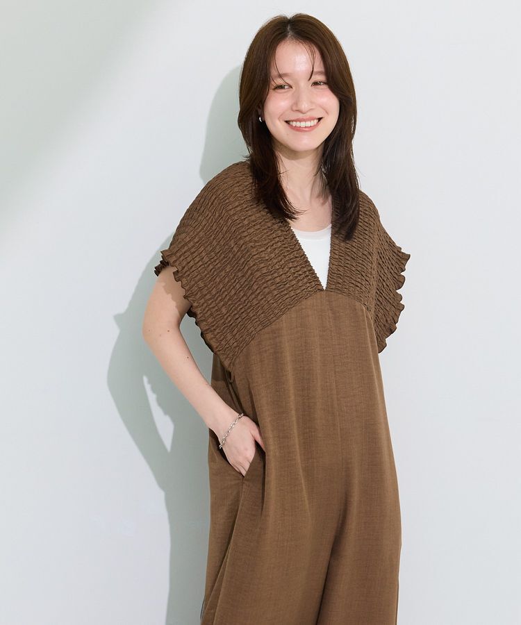 Green Parks「シャーリングサロペット」|オールインワン|