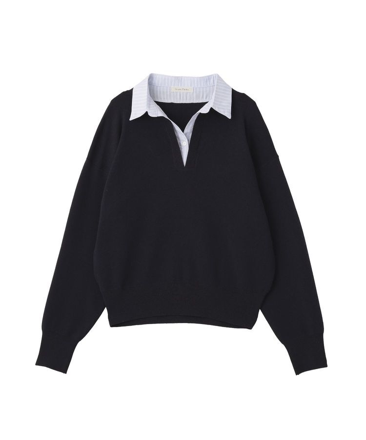Green Parks「シャツ衿付きニットプルオーバー」|ニット・セーター|
