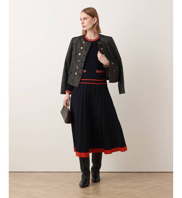 allureville「【Oggi.jp掲載】ラインアクセントプリーツニットワンピース」|ワンピース|
