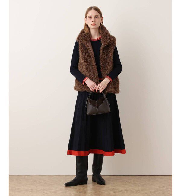 allureville「【Oggi.jp掲載】ラインアクセントプリーツニットワンピース」|ワンピース|