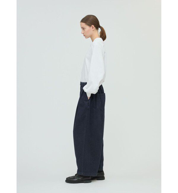 mizuiro ind「mizuiro ind デニムタックワイドパンツ」|デニム|
