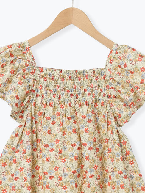 Samansa Mos2 Lagom「【140・150】シャーリング花柄ワンピース」|ワンピース|