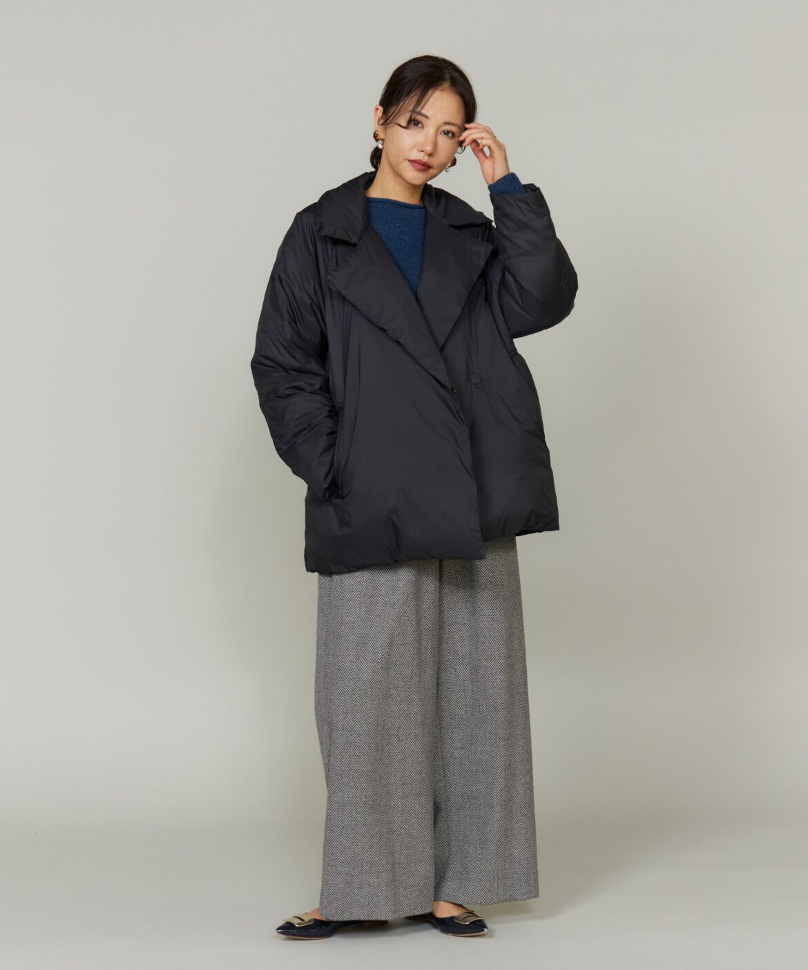 Le Souk「ヘリンボーンストレートワイドパンツ」|その他|