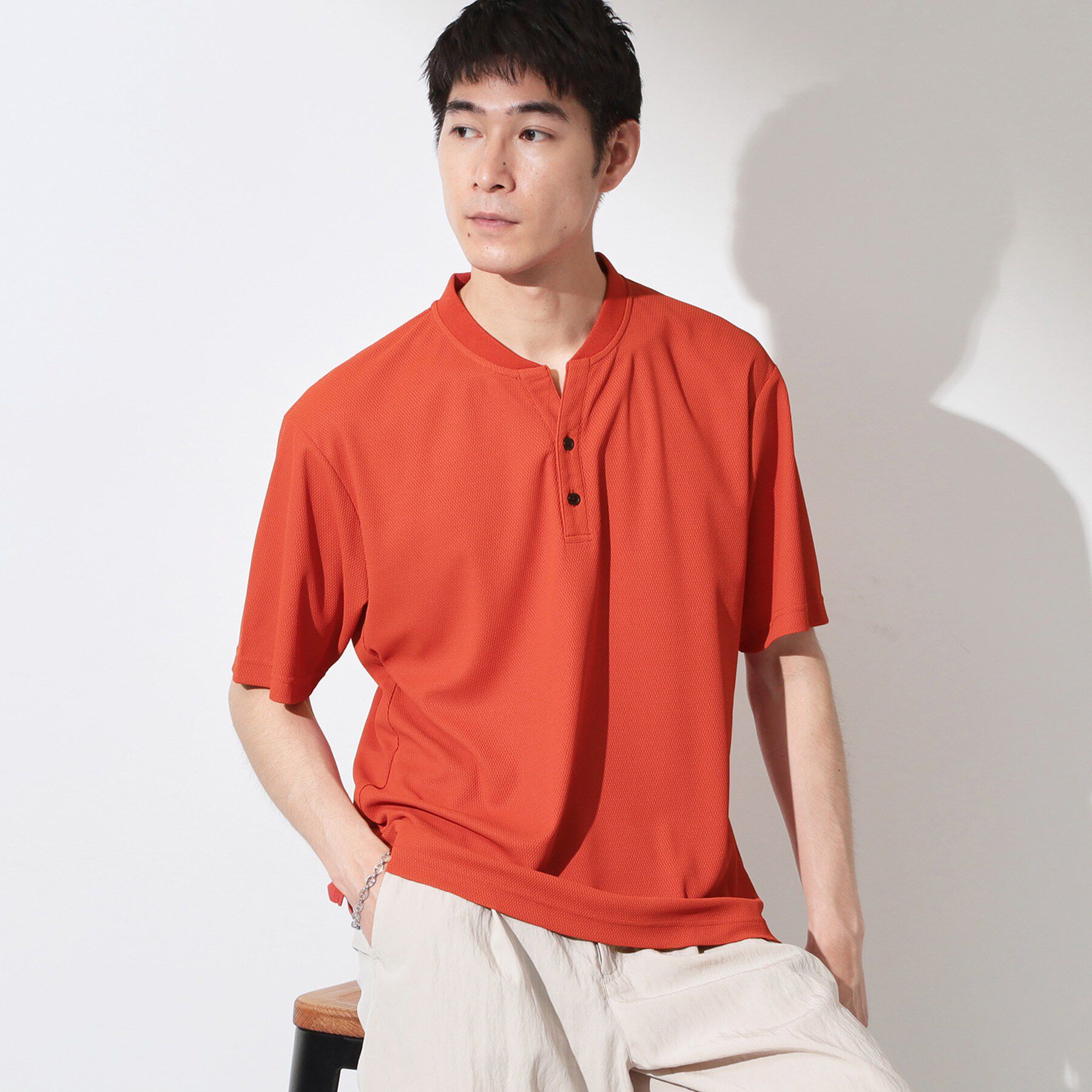 THE SHOP TK「【サラッと軽い着心地に。】BO-NO HENLEY TEE/ボーノヘンリーネック Tシャツ　吸水速乾」|Tシャツ・カットソー|