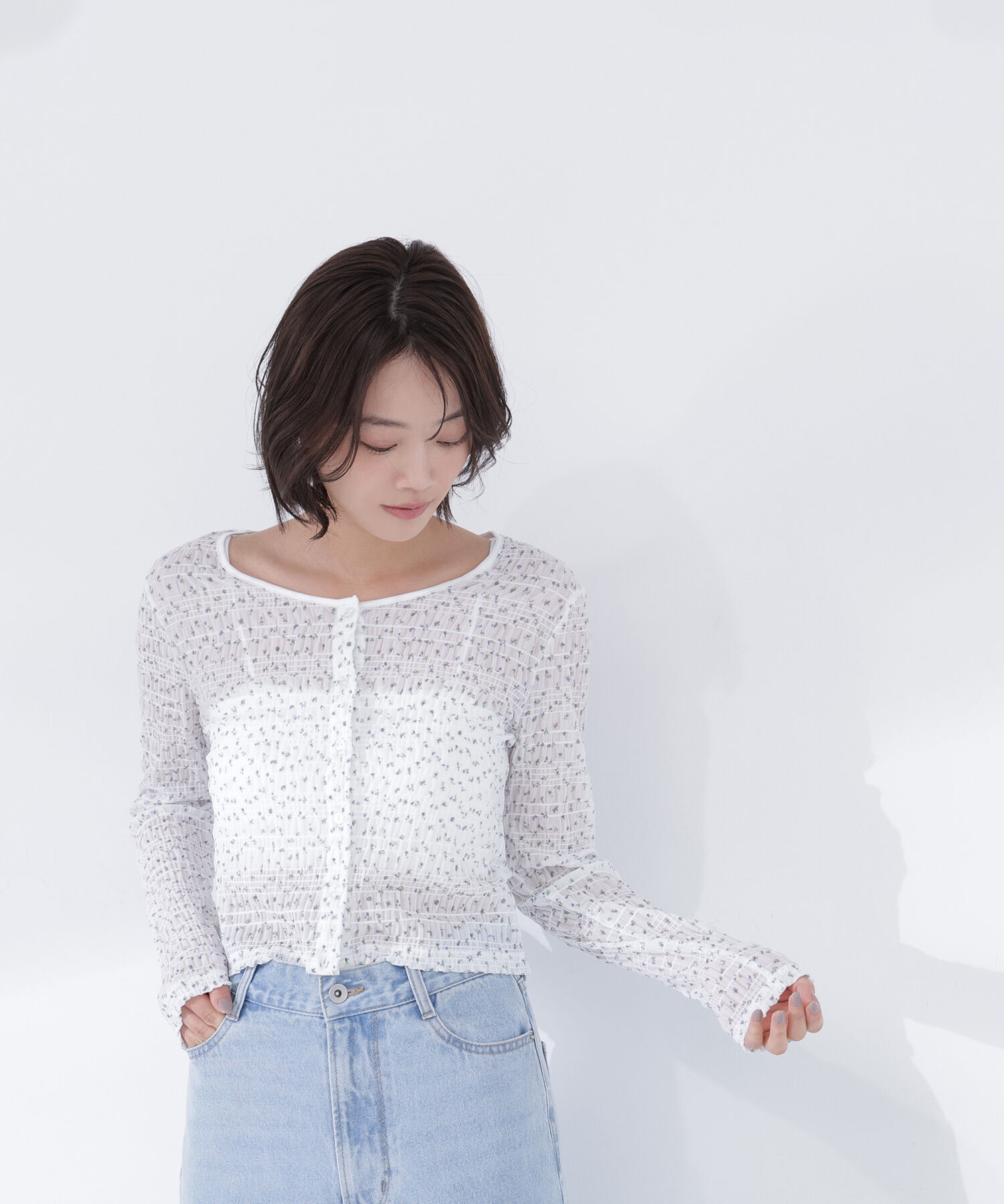  「フラワープリントシャーリングカットソー」|Tシャツ・カットソー|