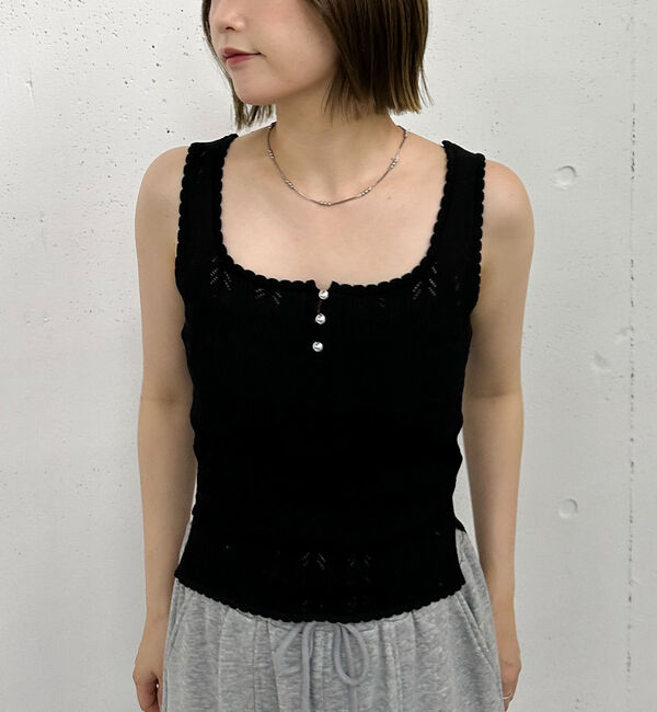 archives「ハリヌキニットタンク」|タンクトップ|BLACK