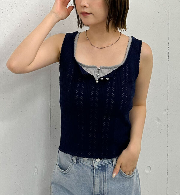 archives「ハリヌキニットタンク」|タンクトップ|NAVY