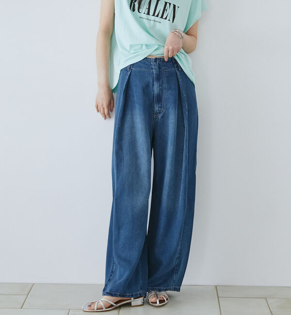 Doux archives「コットンリネンワイドデニムパンツ」|デニム|NAVY