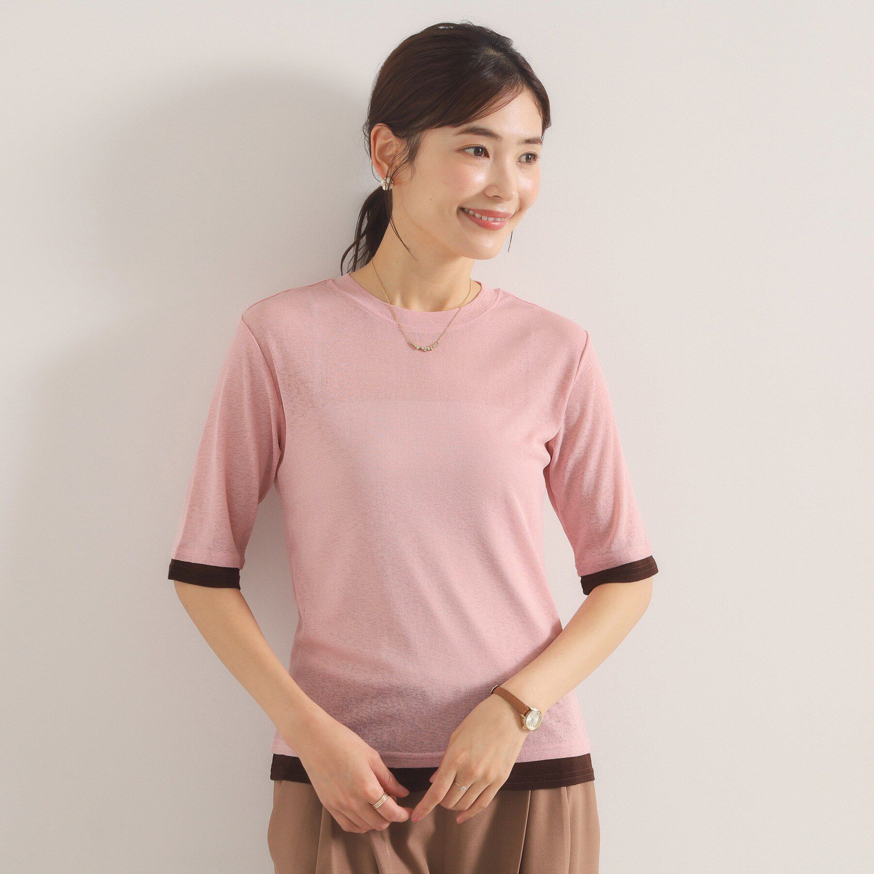 ITS&rsquo;DEMO「シアーレイヤード5分袖Tシャツ」|Tシャツ・カットソー|
