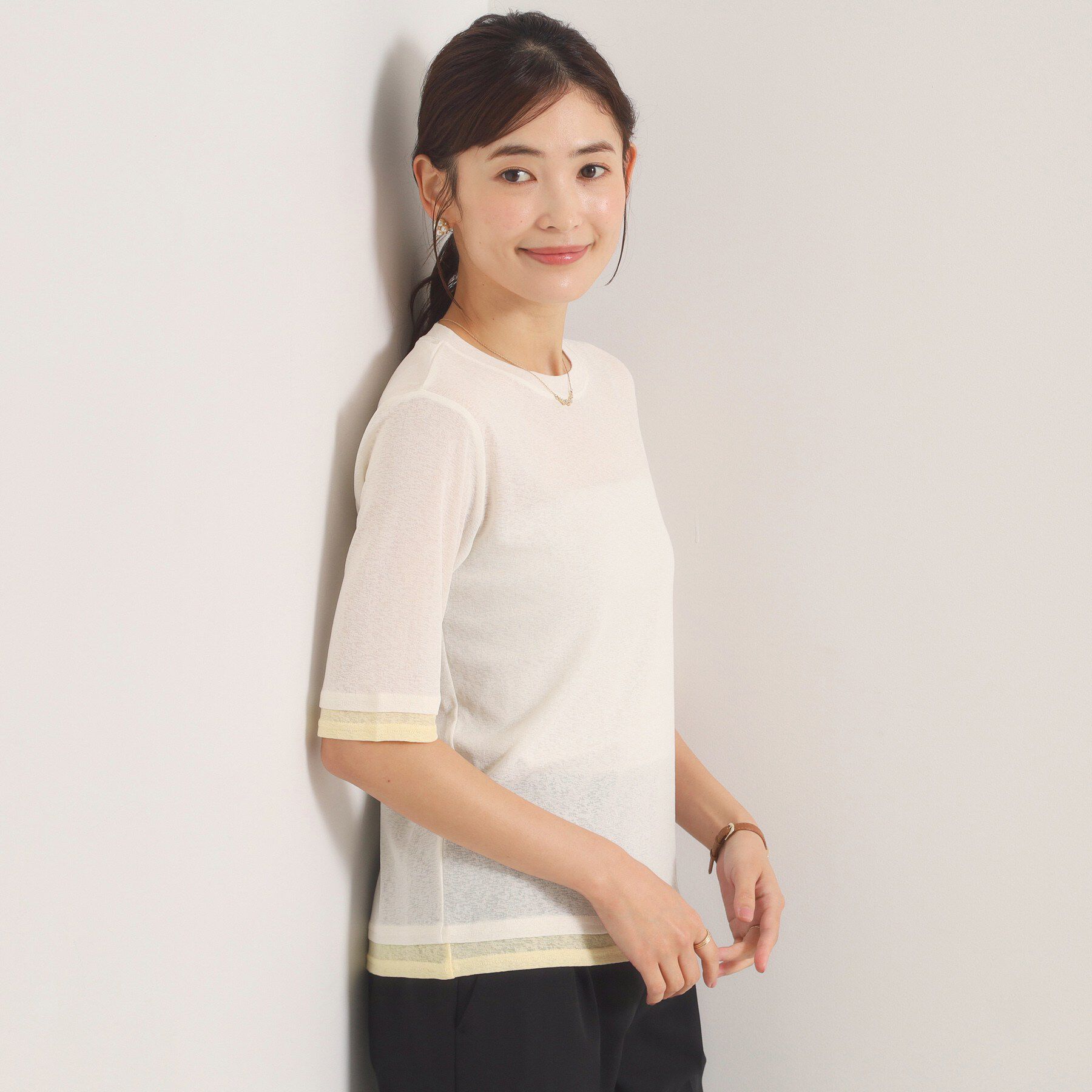 ITS&rsquo;DEMO「シアーレイヤード5分袖Tシャツ」|Tシャツ・カットソー|